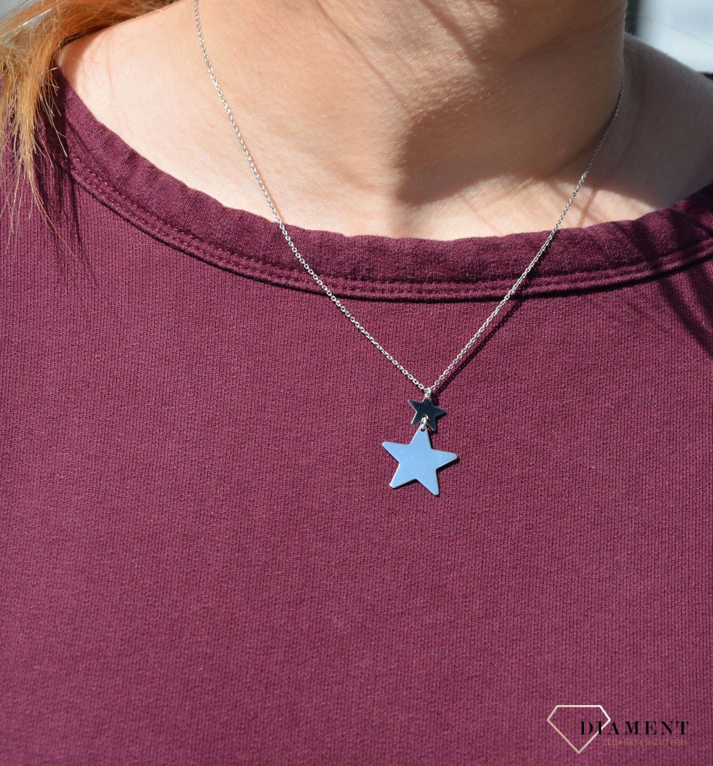 Naszyjnik srebrny dwie gwiazdki z grawerem. Celebrytka srebrna dwie gwiazdki Dall'Aqcua ✓Srebrne Naszyjniki Damskie w Sklepie z Biżuterią zegarki-diament.pl✓ naszyjniki celebrytki 11.jpg